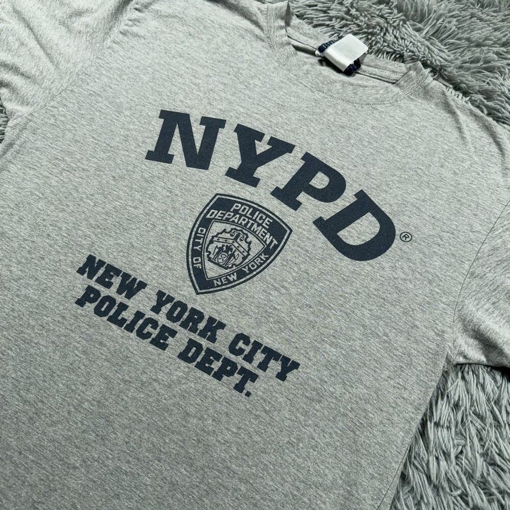 Vintage NYPD Shirt Medium Gray Blue New York City Police Y2K Pullover Tee Mens